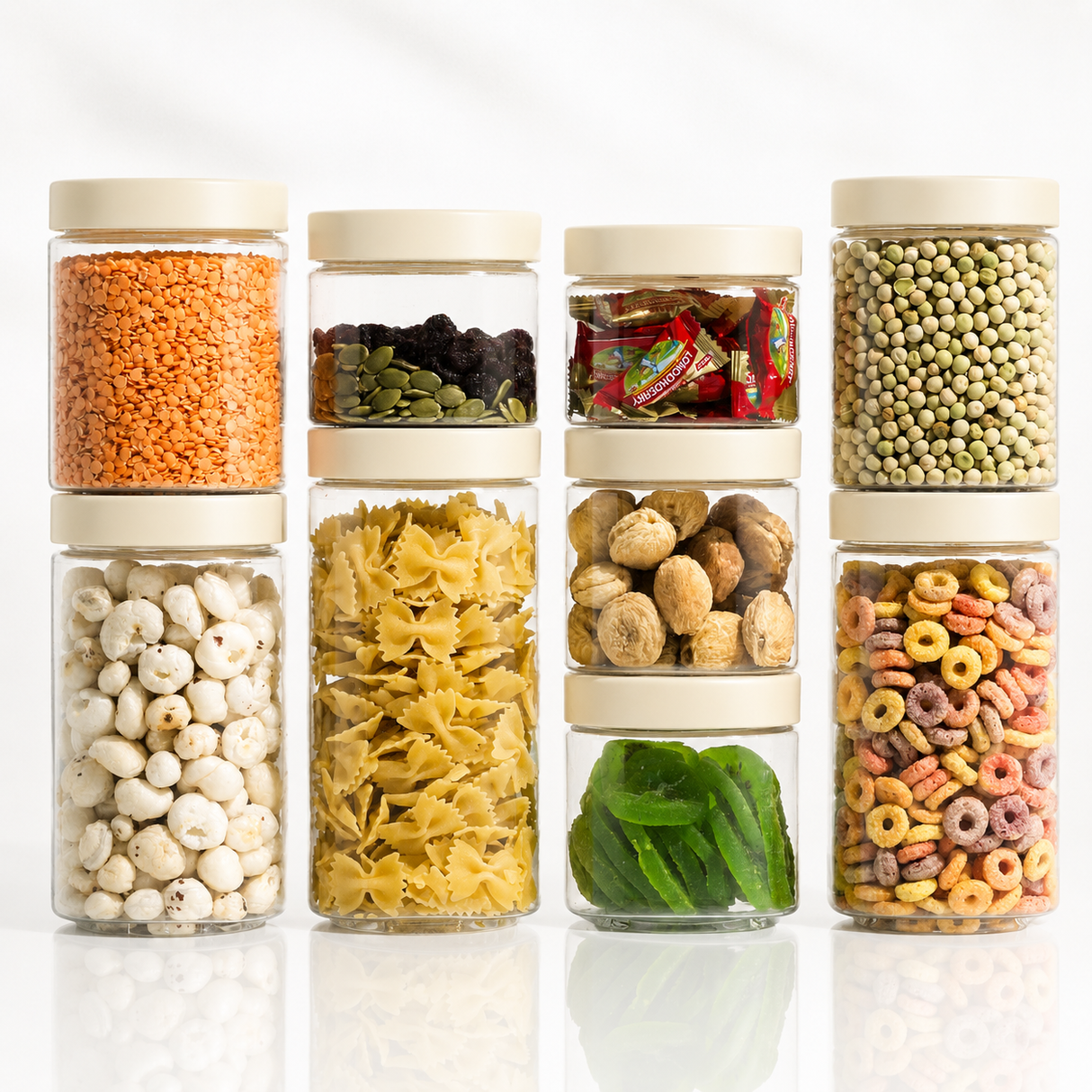 Stack & Lock Square Container 9pcs Set | Stackable Storage Jars