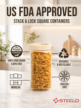 Stack & Lock Square Container 9pcs Set | Stackable Storage Jars
