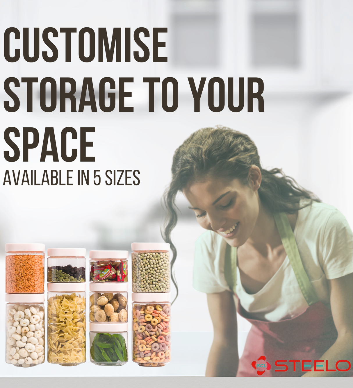 Stack & Lock Square Container 9pcs Set | Stackable Storage Jars