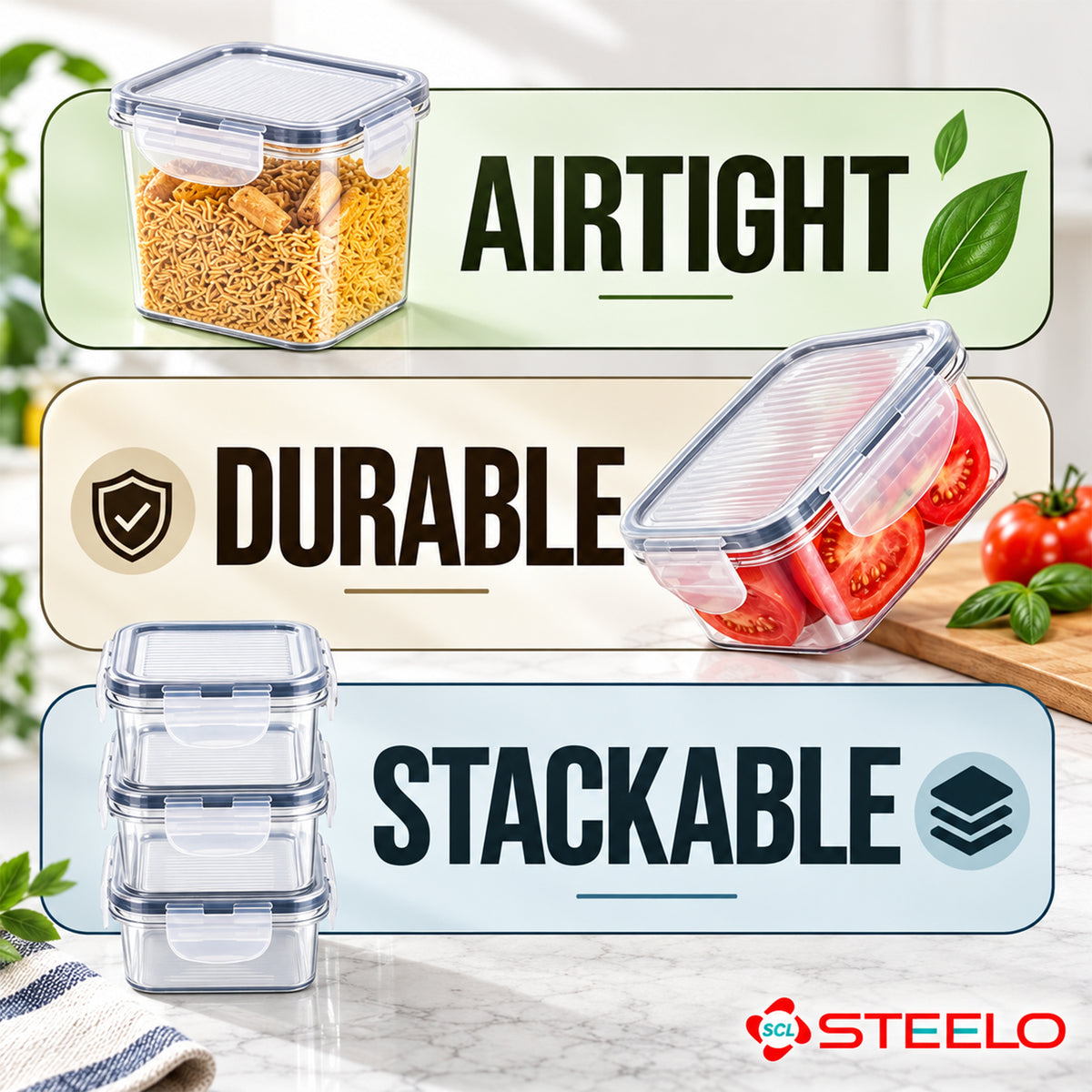 SoFresh SoClick Container 1200ml 2pcs Set | Click-Lock Food Containers
