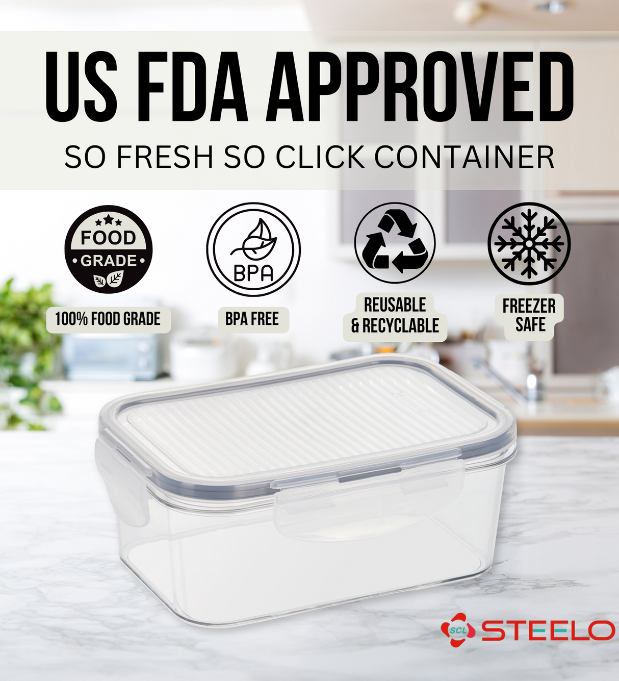 SoFresh SoClick Container 1200ml 2pcs Set | Click-Lock Food Containers
