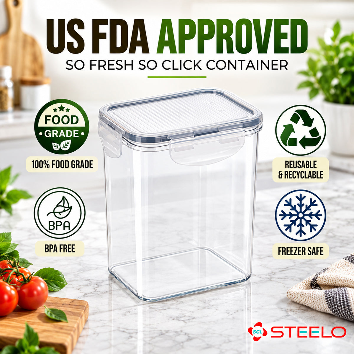 SoFresh SoClick Container 1400ml 2pcs Set | Click-Lock Food Containers