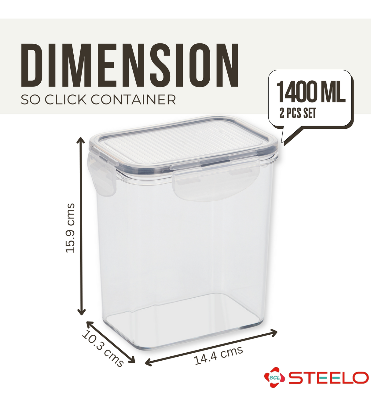 SoFresh SoClick Container 1400ml 2pcs Set | Click-Lock Food Containers