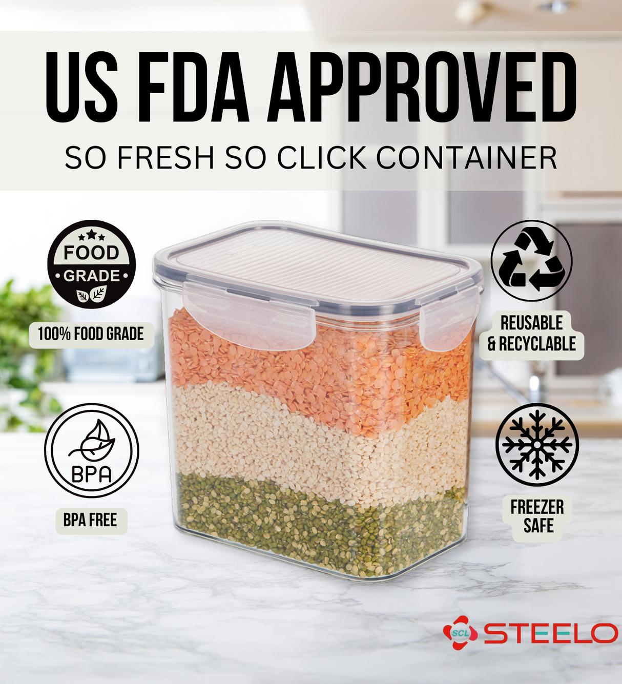 SoFresh SoClick Container 2000ml 2pcs Set | Click-Lock Food Containers