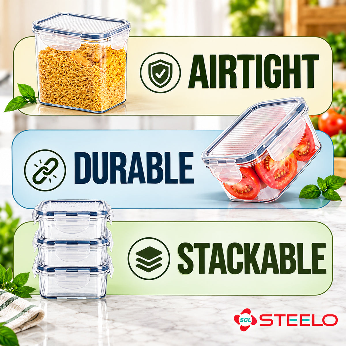 SoFresh SoClick Container 2000ml 2pcs Set | Click-Lock Food Containers