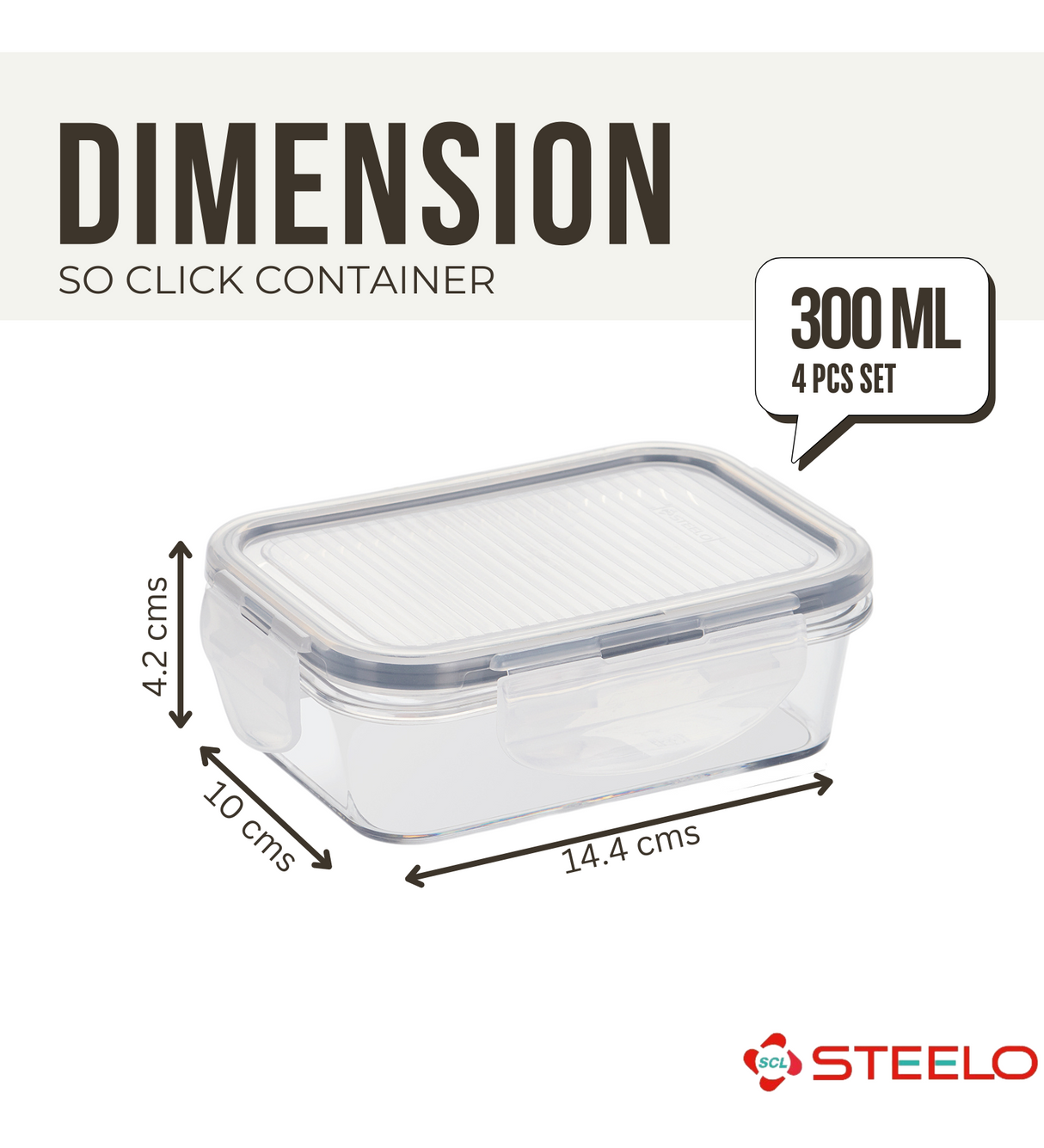 SoFresh SoClick Container 300ml 4pcs Set | Click-Lock Food Containers