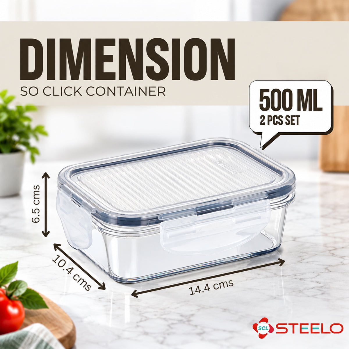 SoFresh SoClick Container 500ml 2pcs Set | Click-Lock Food Containers