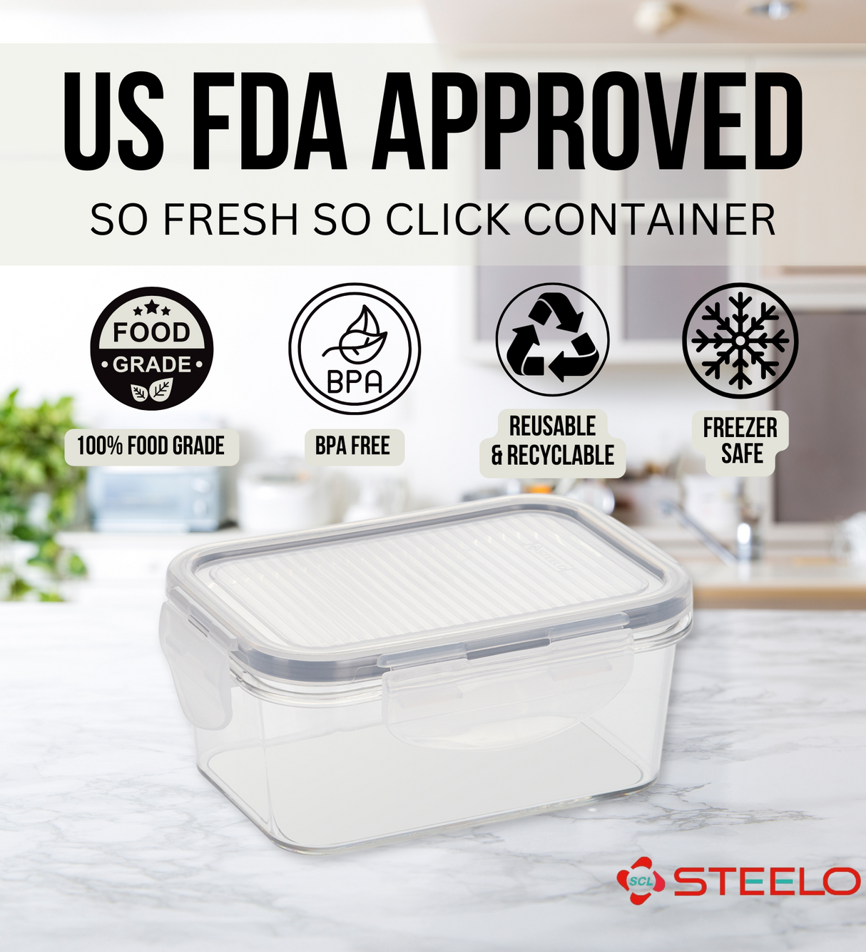 SoFresh SoClick Container 800ml 2pcs Set | Click-Lock Food Containers