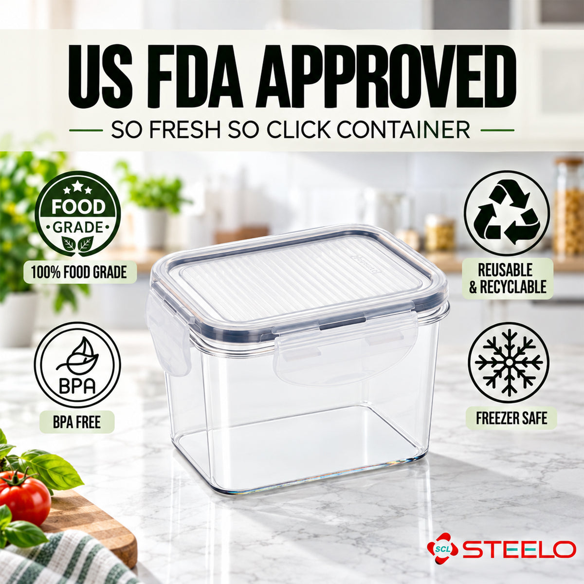 SoFresh SoClick Container 900ml 2pcs Set | Click-Lock Food Containers