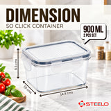 SoFresh SoClick Container 900ml 2pcs Set | Click-Lock Food Containers