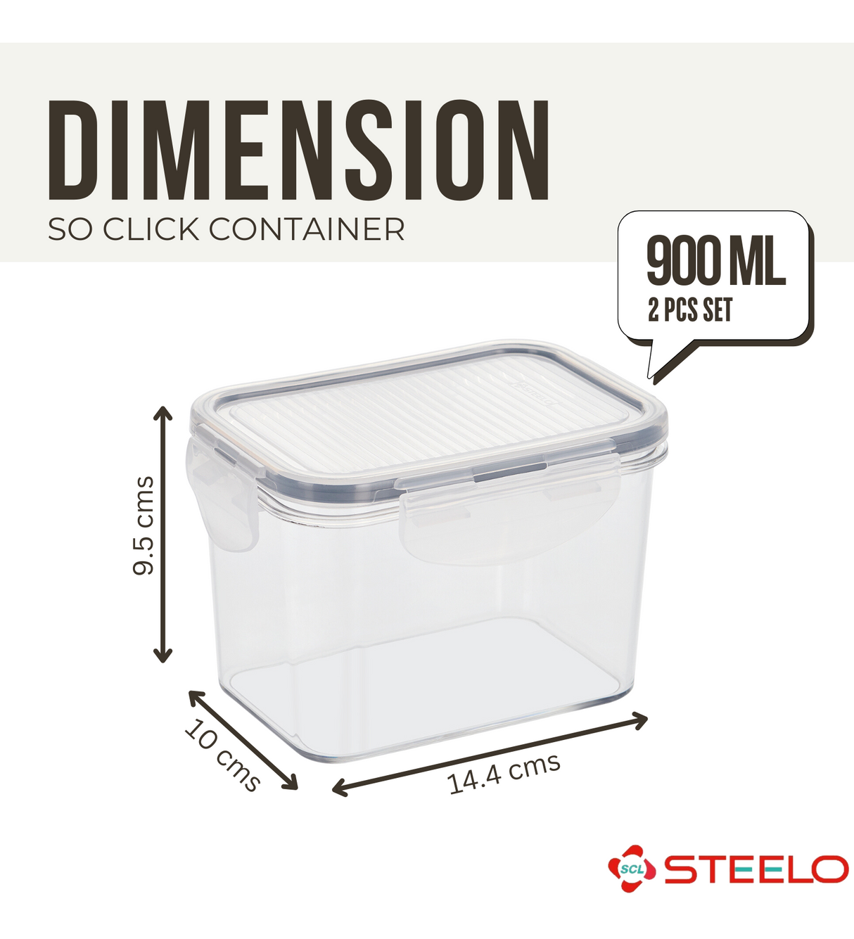 SoFresh SoClick Container 900ml 2pcs Set | Click-Lock Food Containers
