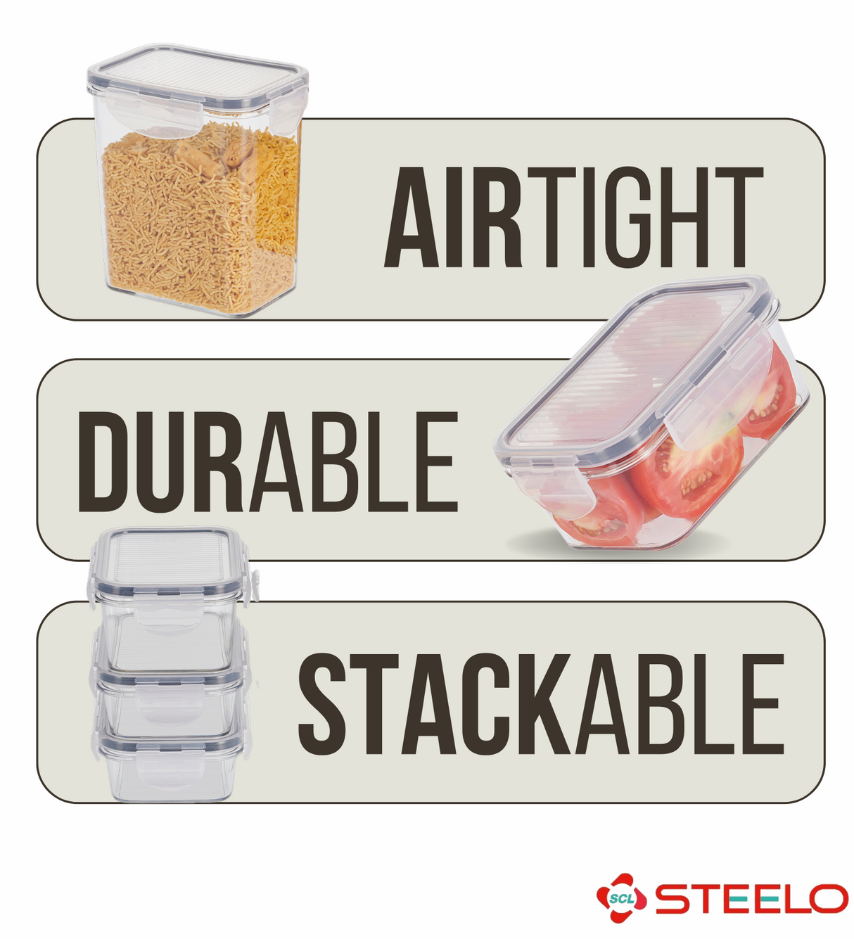SoFresh SoClick Container 3pcs Set | Click-Lock Food Containers