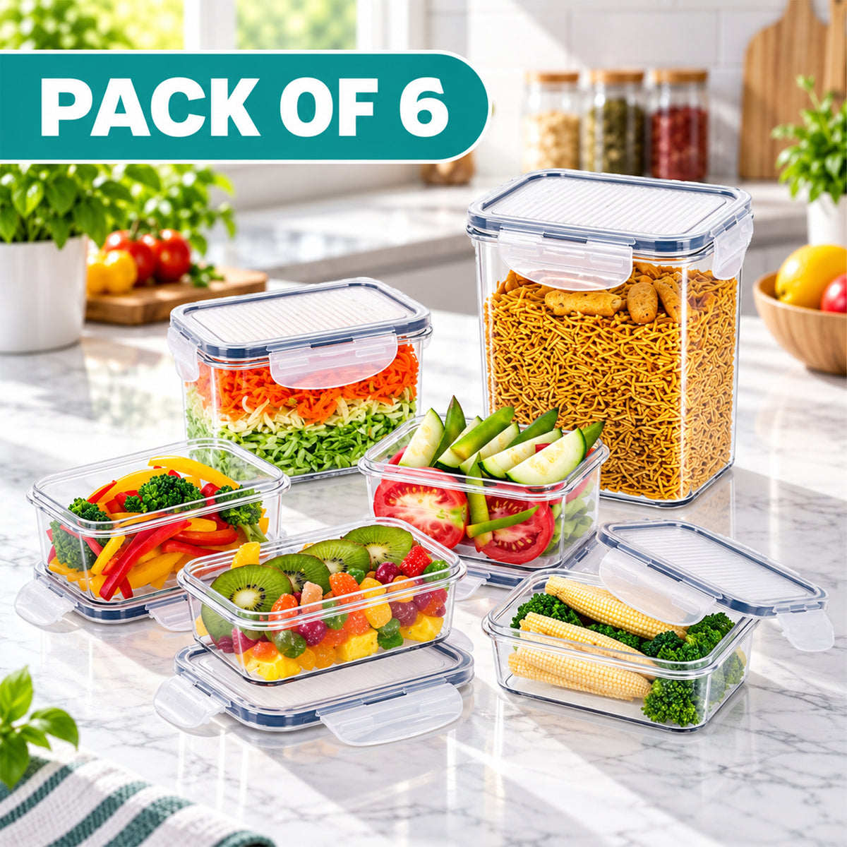 SoFresh SoClick Container 6pcs Set | Click-Lock Food Containers