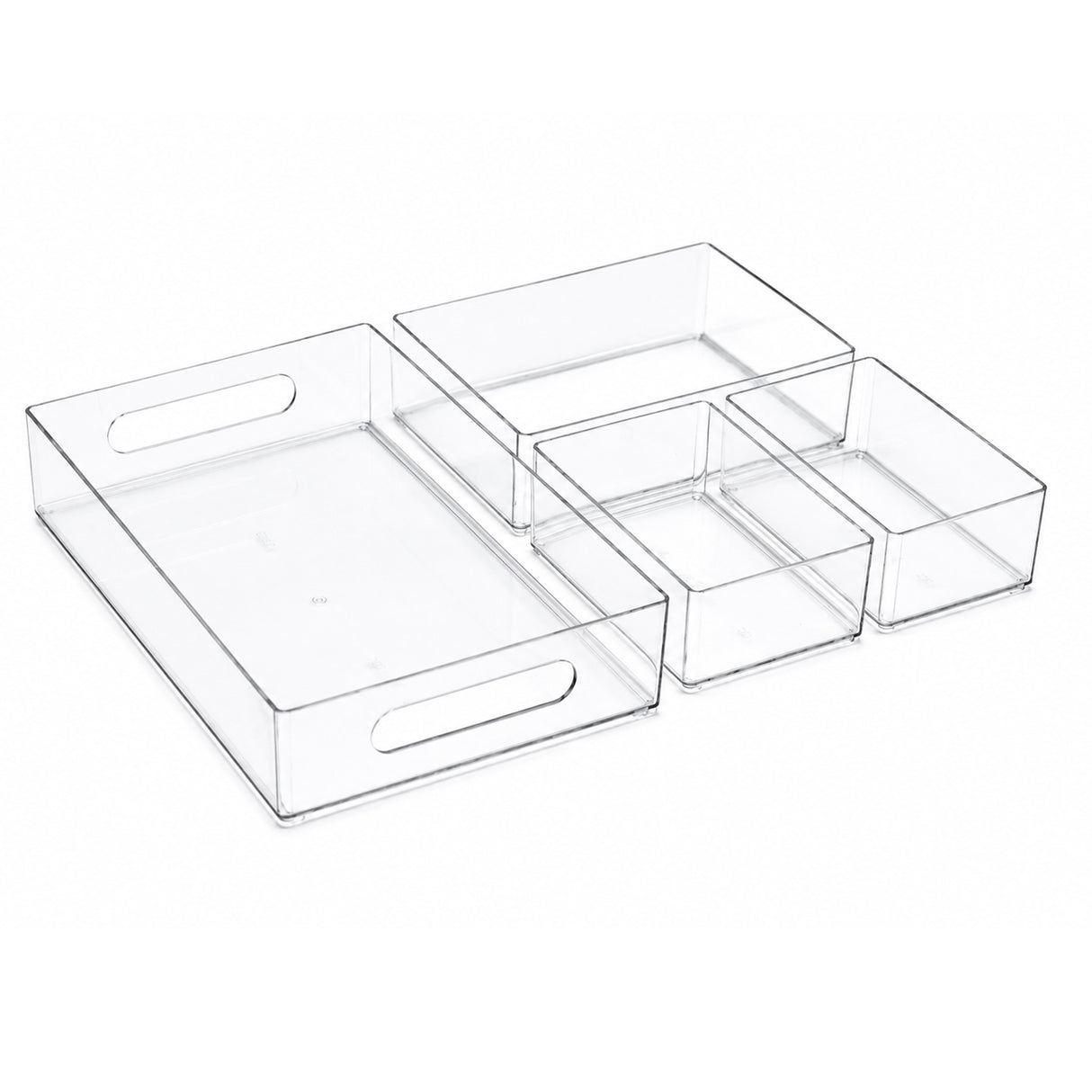Rectangular Modular Tray 4pcs Set | Multipurpose Storage Trays