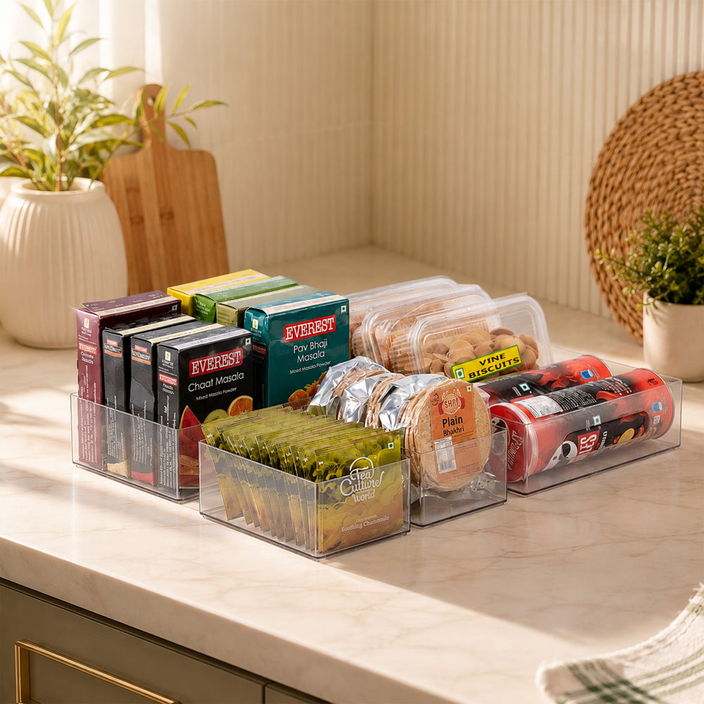 Rectangular Modular Tray 4pcs Set | Multipurpose Storage Trays