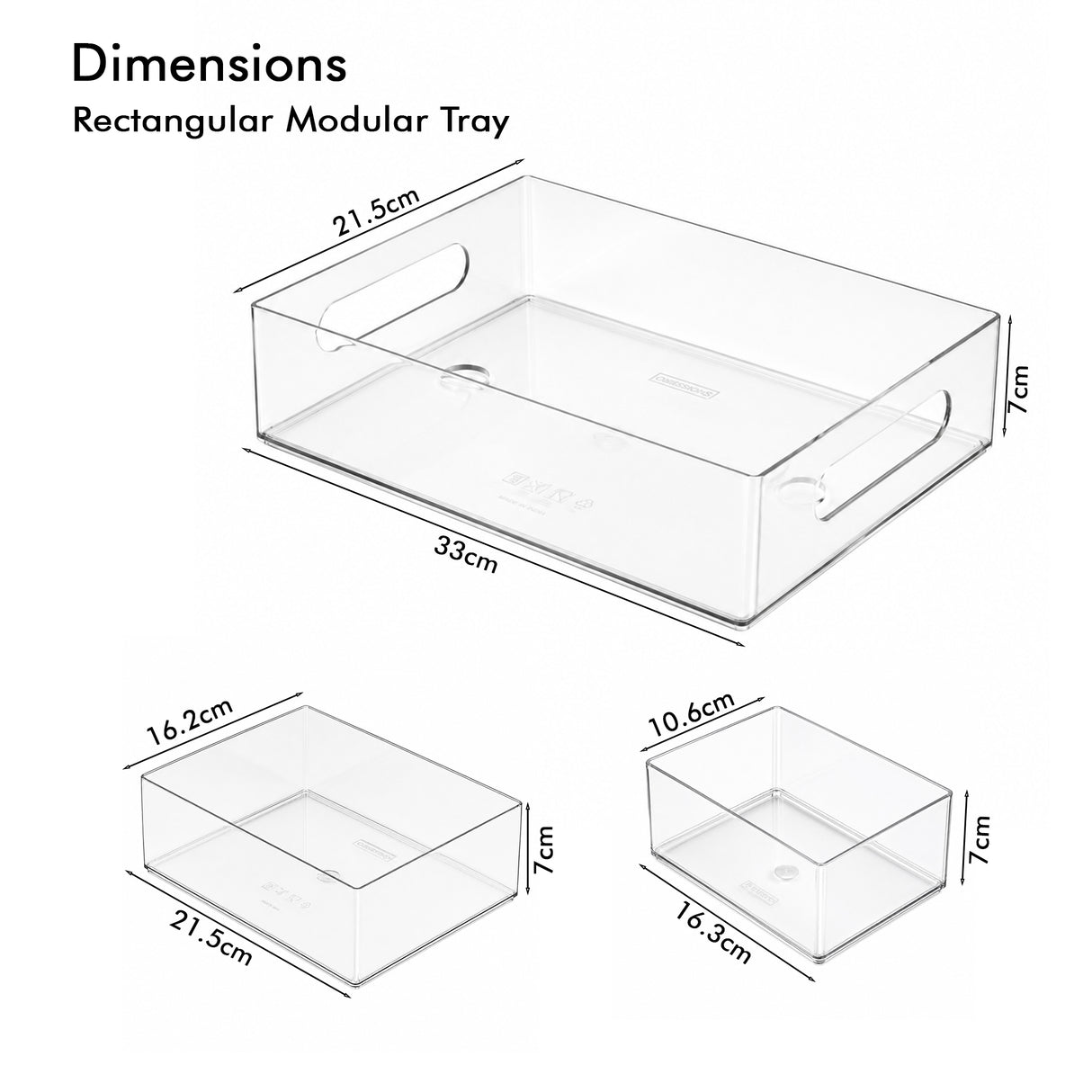 Rectangular Modular Tray 4pcs Set | Multipurpose Storage Trays