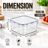 SoFresh Square Container 1000ml 2pcs Set | Airtight Food Containers