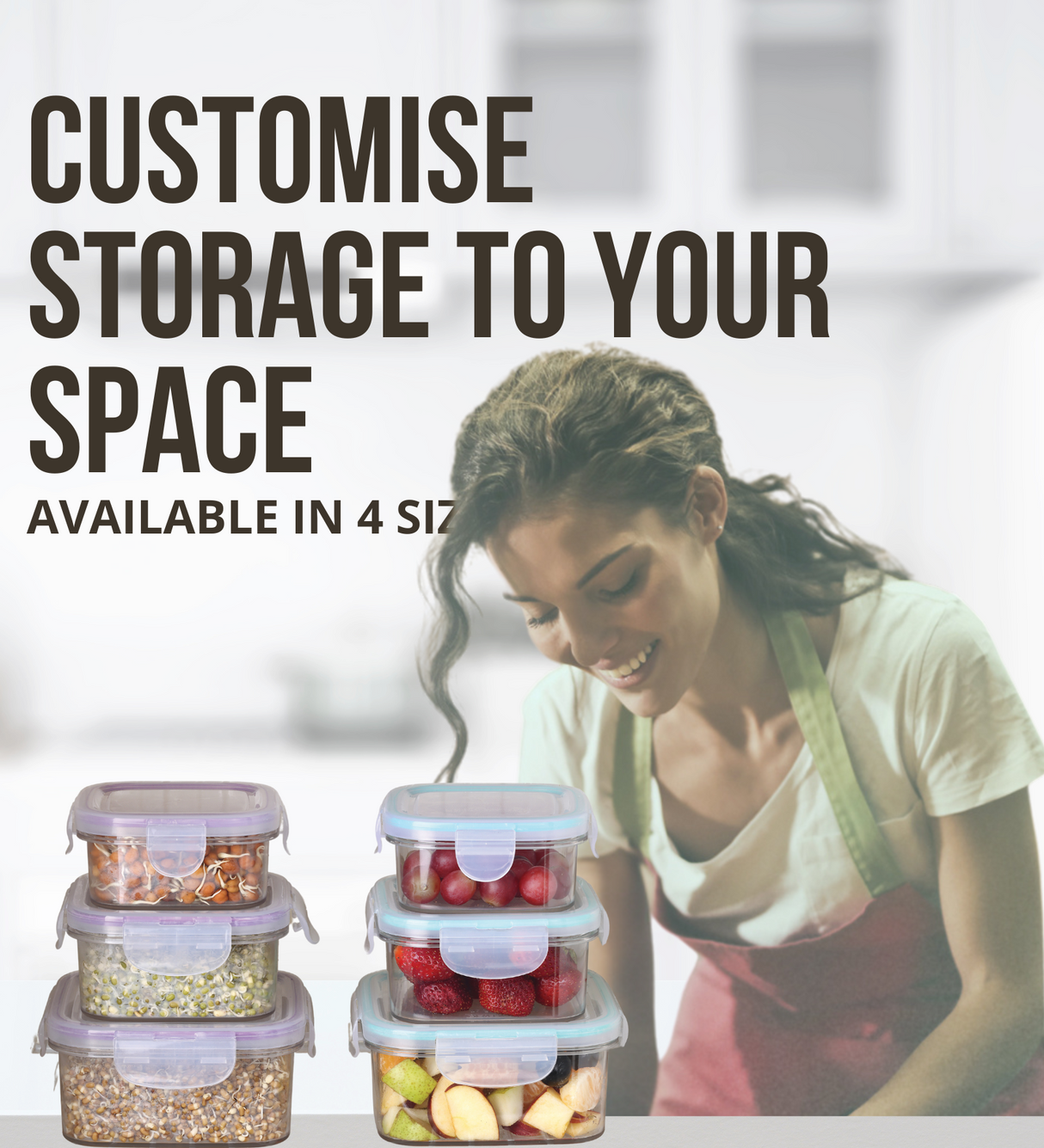 SoFresh Square Container 1000ml 2pcs Set | Airtight Food Containers