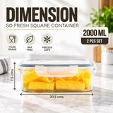 SoFresh Square Container 2000ml 2pcs Set | Airtight Food Containers