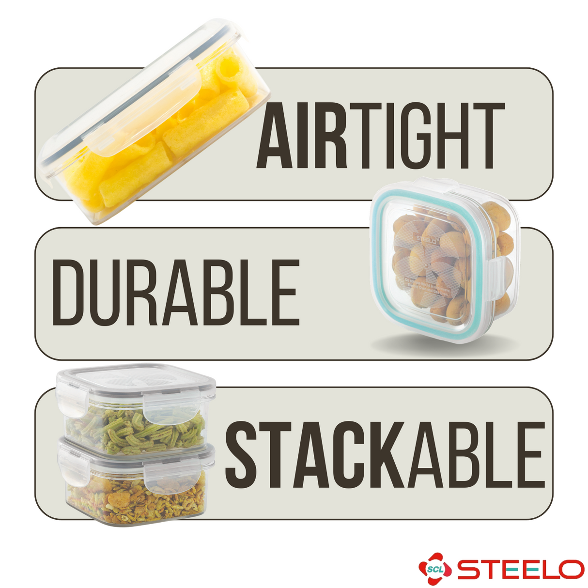 SoFresh Square Container 2000ml 2pcs Set | Airtight Food Containers