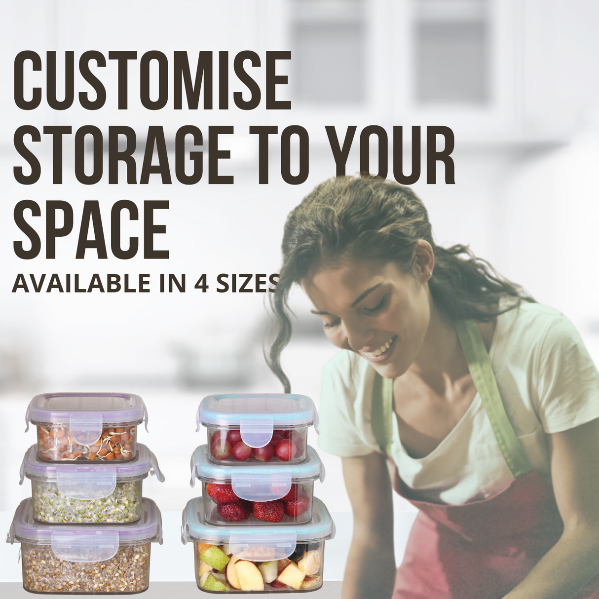 SoFresh Square Container 2000ml 2pcs Set | Airtight Food Containers