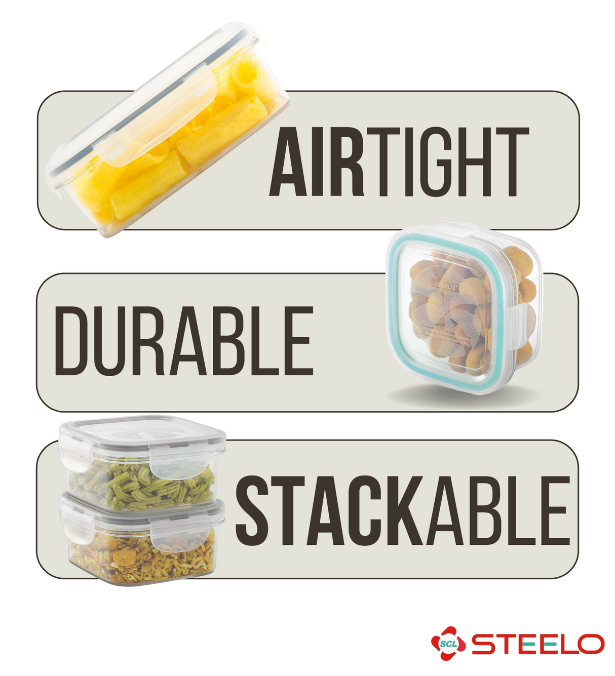 SoFresh Square Container 400ml 2pcs Set | Airtight Food Containers