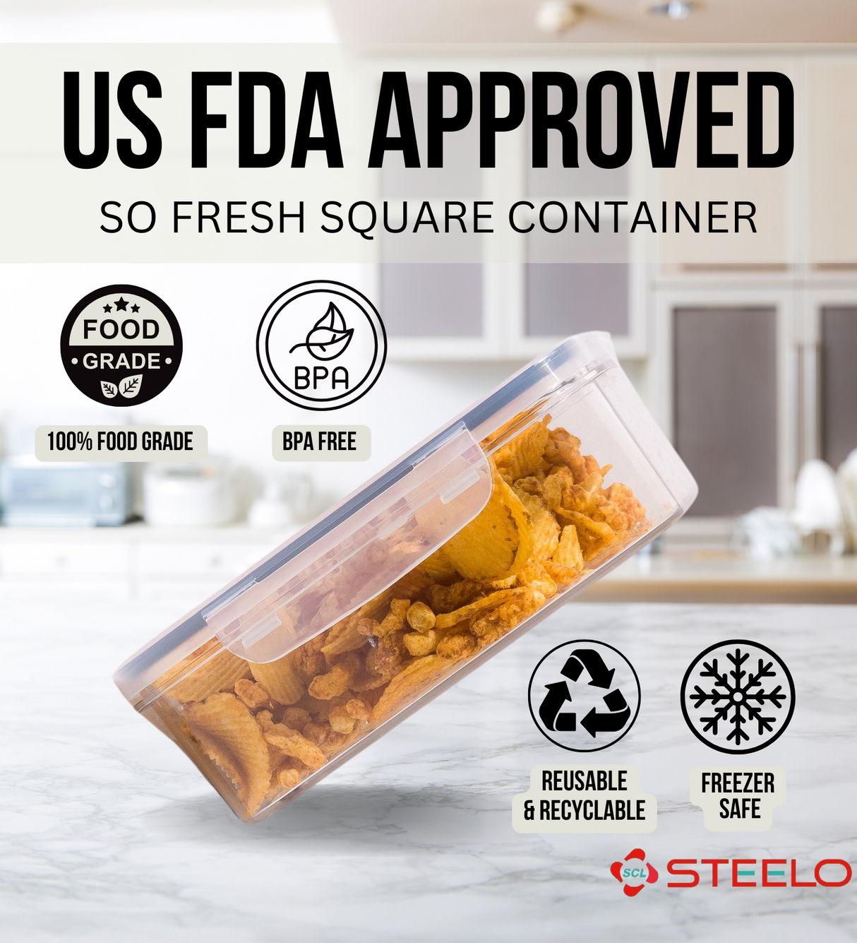 SoFresh Square Container 400ml 2pcs Set | Airtight Food Containers