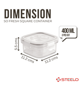 SoFresh Square Container 400ml 2pcs Set | Airtight Food Containers