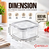 SoFresh Square Container 600ml 2pcs Set | Airtight Food Containers