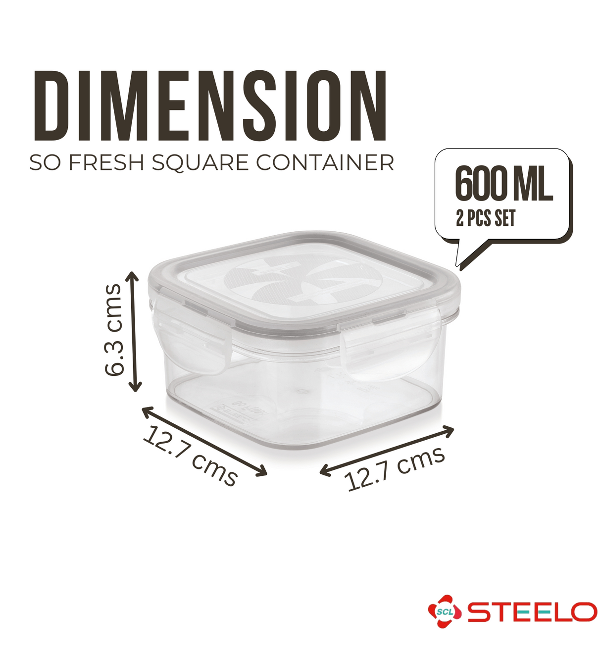 SoFresh Square Container 600ml 2pcs Set | Airtight Food Containers