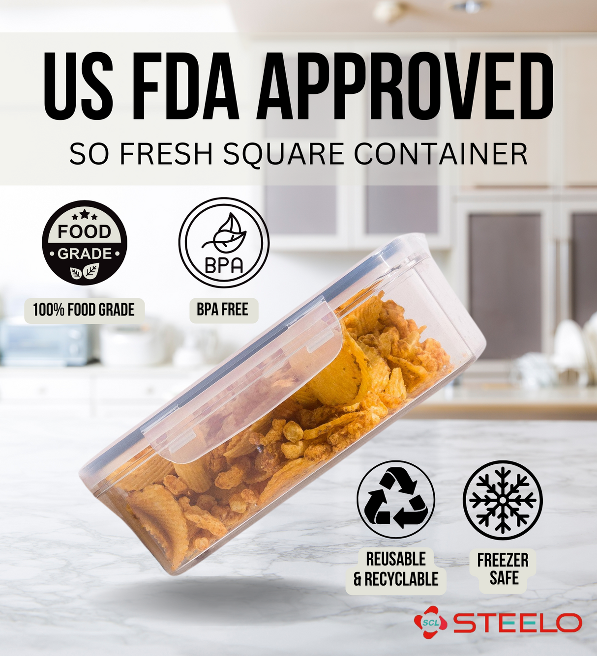 SoFresh Square Container 600ml 2pcs Set | Airtight Food Containers