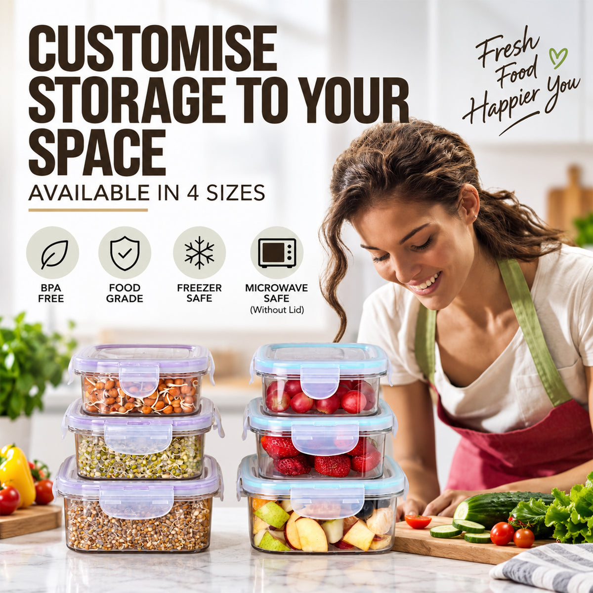 SoFresh Square Container 12pcs Set | Airtight Food Containers