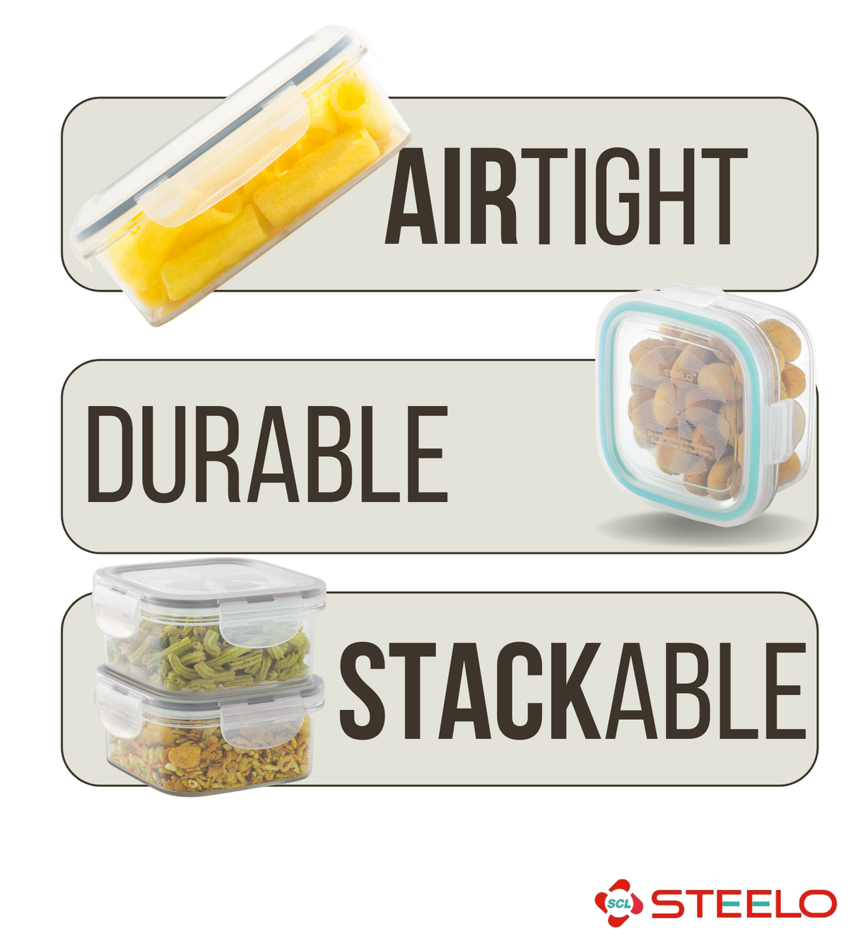 SoFresh Square Container 6pcs Set | Airtight Food Containers