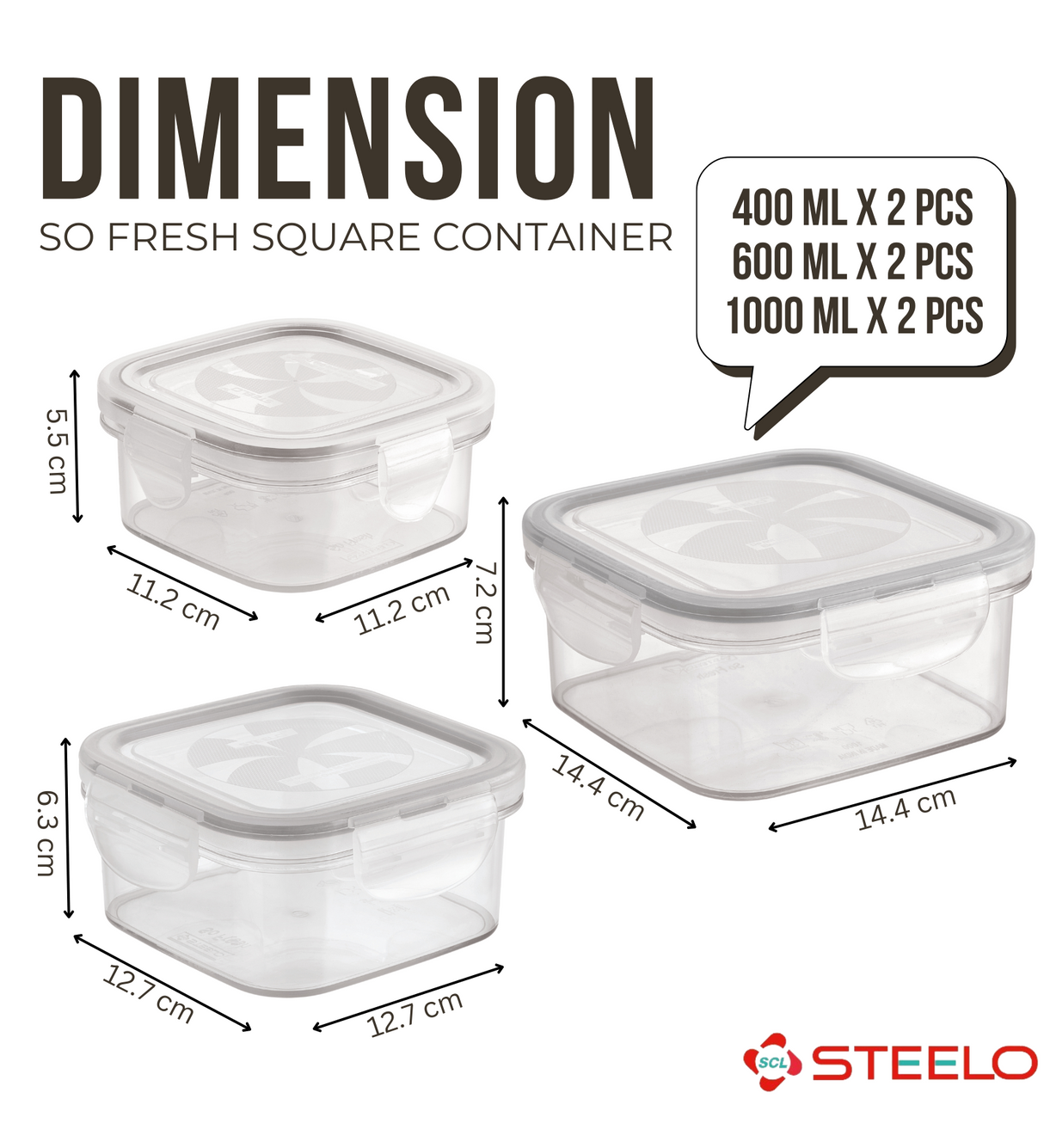 SoFresh Square Container 6pcs Set | Airtight Food Containers