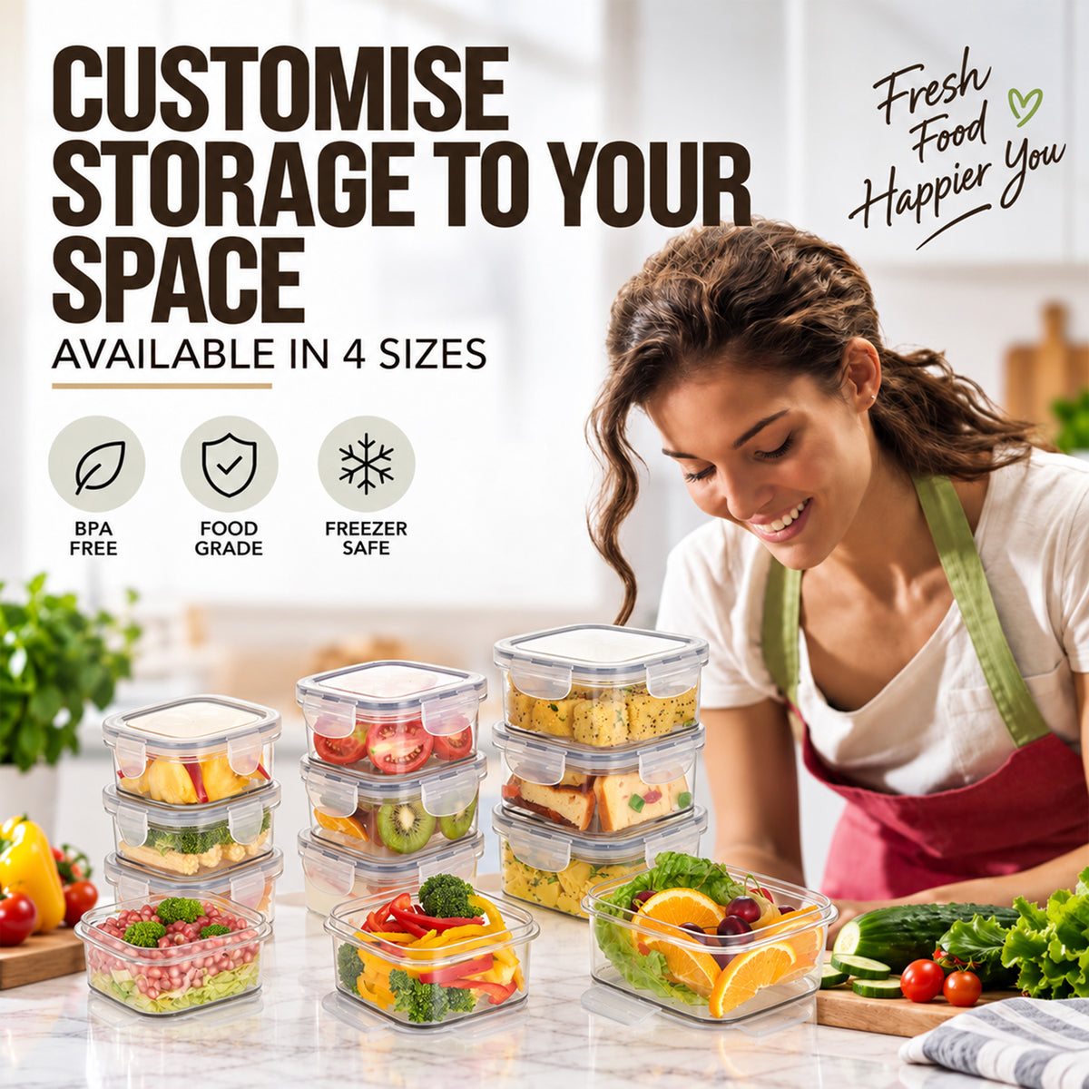 SoFresh Square Container 12pcs Set | Airtight Food Containers