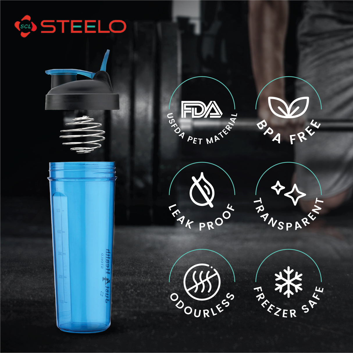 ShapeUp Shaker Bottle 750ml 2pcs Set | Gym Protein Shaker with Mixing Ball