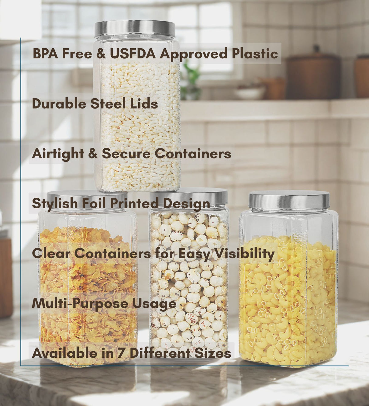 Varg Container 2000ml 4pcs Set | Stainless Steel Lids | Storage Jars