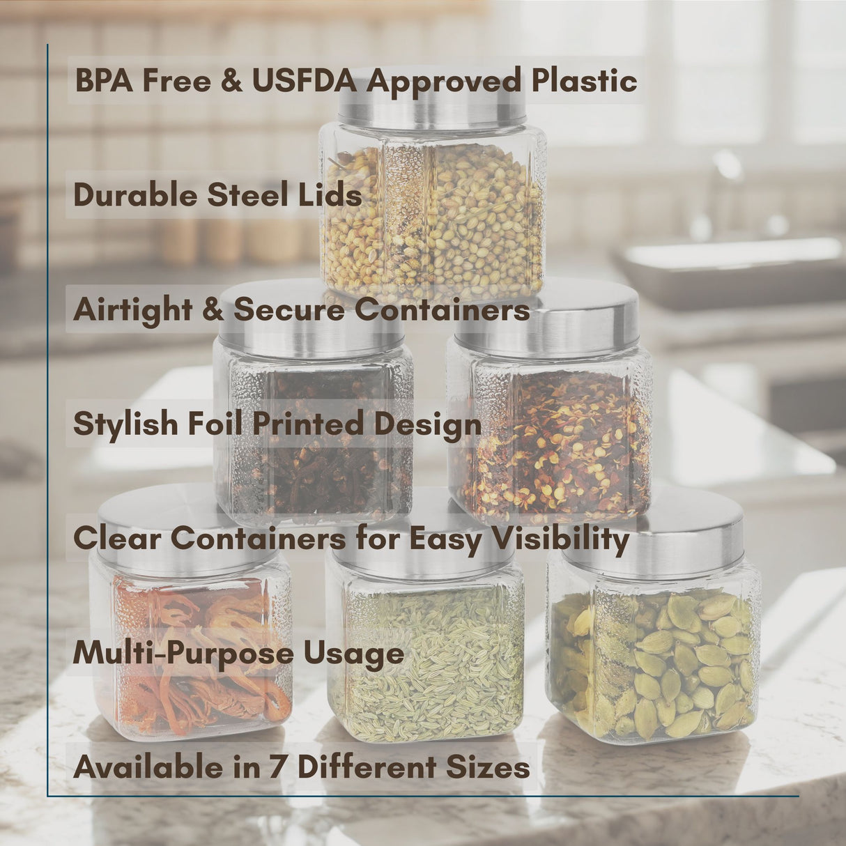 Varg Container 250ml 6pcs Set | Stainless Steel Lids | Storage Jars