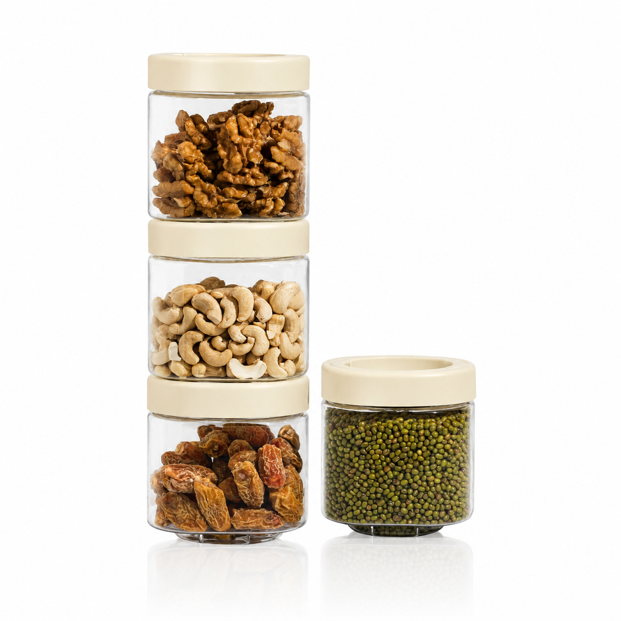 Stack & Lock Square Container 600ml 4pcs Set | Stackable Storage Jars