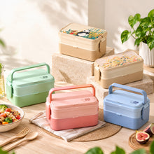 2 in 1 Bamboo Bento Lunch Box | Eco-Friendly Tiffin Box with Cutlery