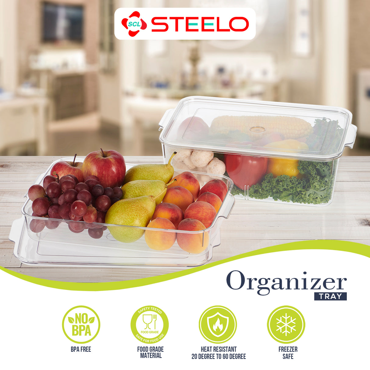 Organiser Tray Small + Big 2pcs Set | Kitchen Storage Tray